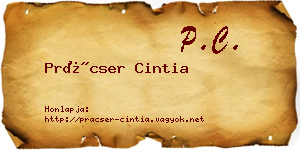 Prácser Cintia névjegykártya