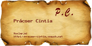 Prácser Cintia névjegykártya
